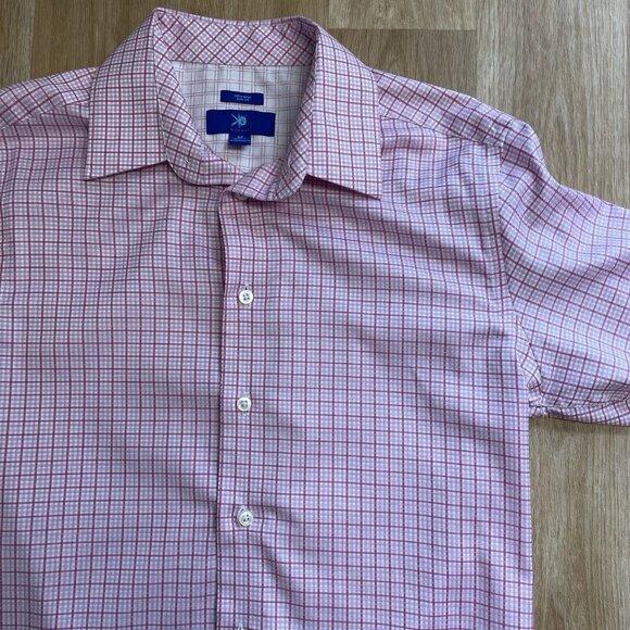 EGARA BUTTON UP SHIRT MENS M SLIM FIT NON IRON CASUAL DRESS CHECK CONTRAST CUFF - Picture 3 of 11